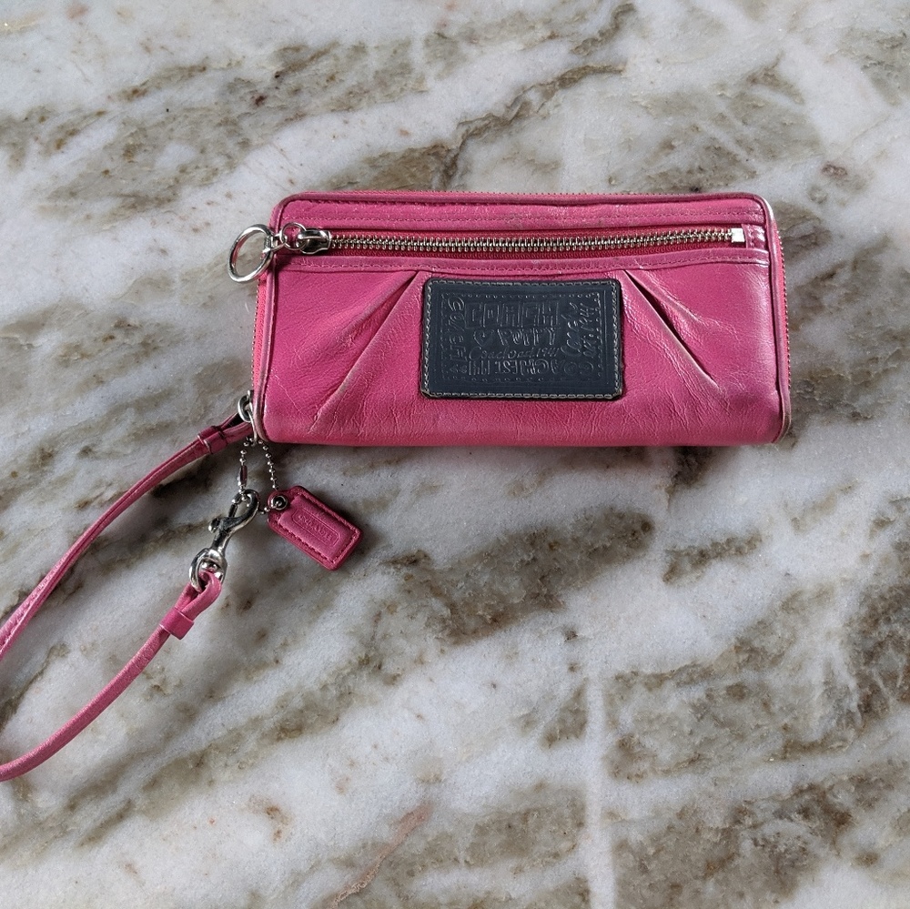 Coach Poppy Wallet - pink and leopard